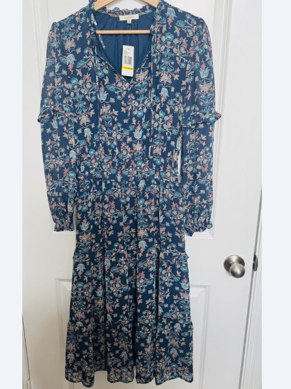 (2 for $15) Angels Forever Young Navy Floral Tiered Midi Dress NWT Size M